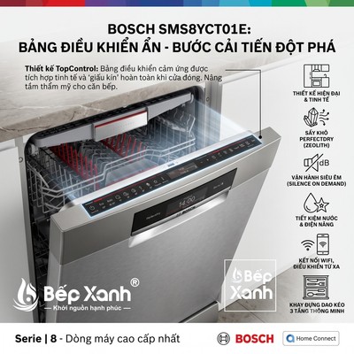 [SERIES 8 - NHẬP ĐỨC - SẤY ZEOLITH ] - Máy rửa bát độc lập Bosch SMS8TCI01E/SMS8YCI01E - Bảo hành 3 năm