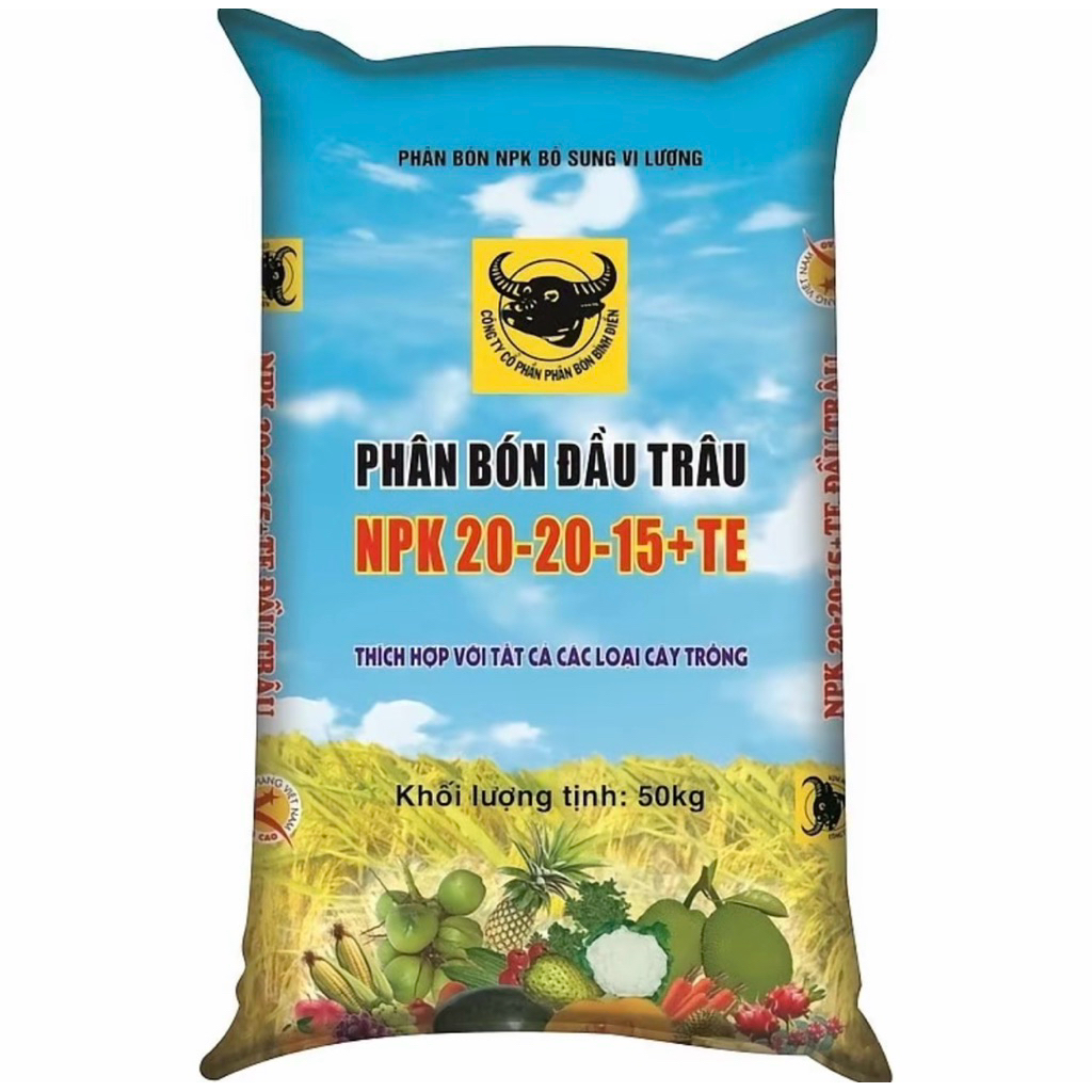 Phân Bón Đầu Trâu NPK 20-20-15 + TE 1kg Giúp Cây Xanh Tốt Phát Triển Mọi Giai Đoạn Múc Lẻ - NPK 20-2