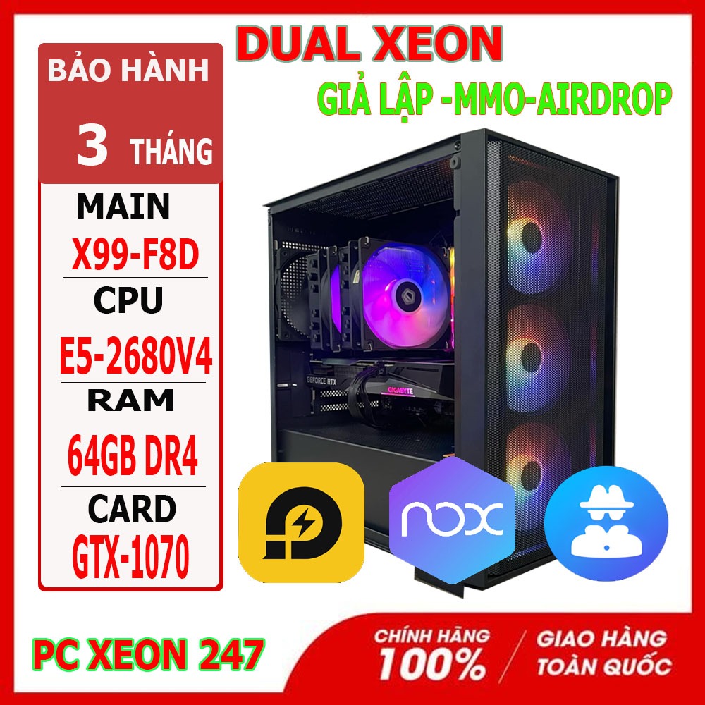 PC XEON GIẢ LẬP X99 F8D E5 2680V4 RAM 64GB GTX 1070 8GB