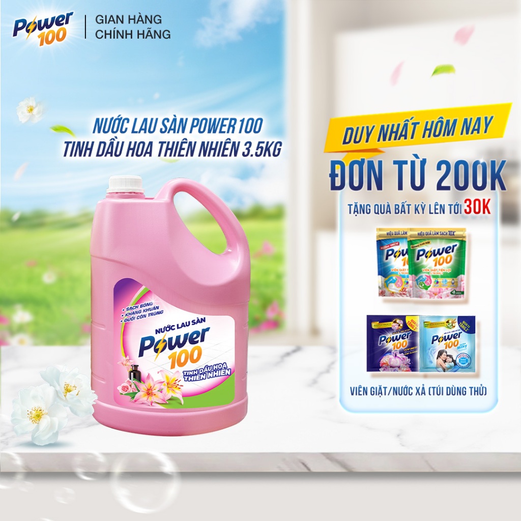 Nước lau sàn POWER100 Tinh dầu Hoa Thiên Nhiên 3.5kg