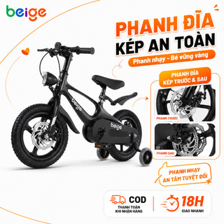 xe đạp thể thao Beige,xe đạp phanh đĩa,cho bé từ 4 đến 12 tuổi,8% không cần lắp ráp