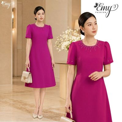 Đầm Thiết Kế EMY Thời Trang Cao Cấp EM9839 Vải Bố Gân Sang Chảnh Đi Tiệc