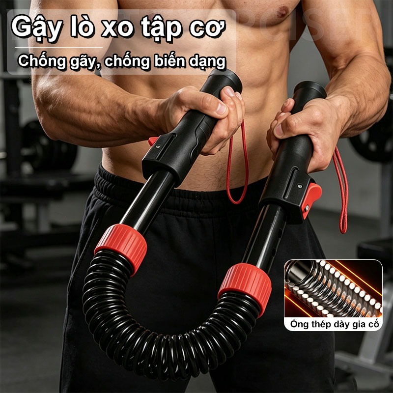 Gậy Lò Xo Tập Cơ Thanh Tập Cơ Tay An Toàn, Tạ Điều Chỉnh Từ 20Kg, 30Kg, 40Kg, 50Kg, 60Kg, 70Kg​
