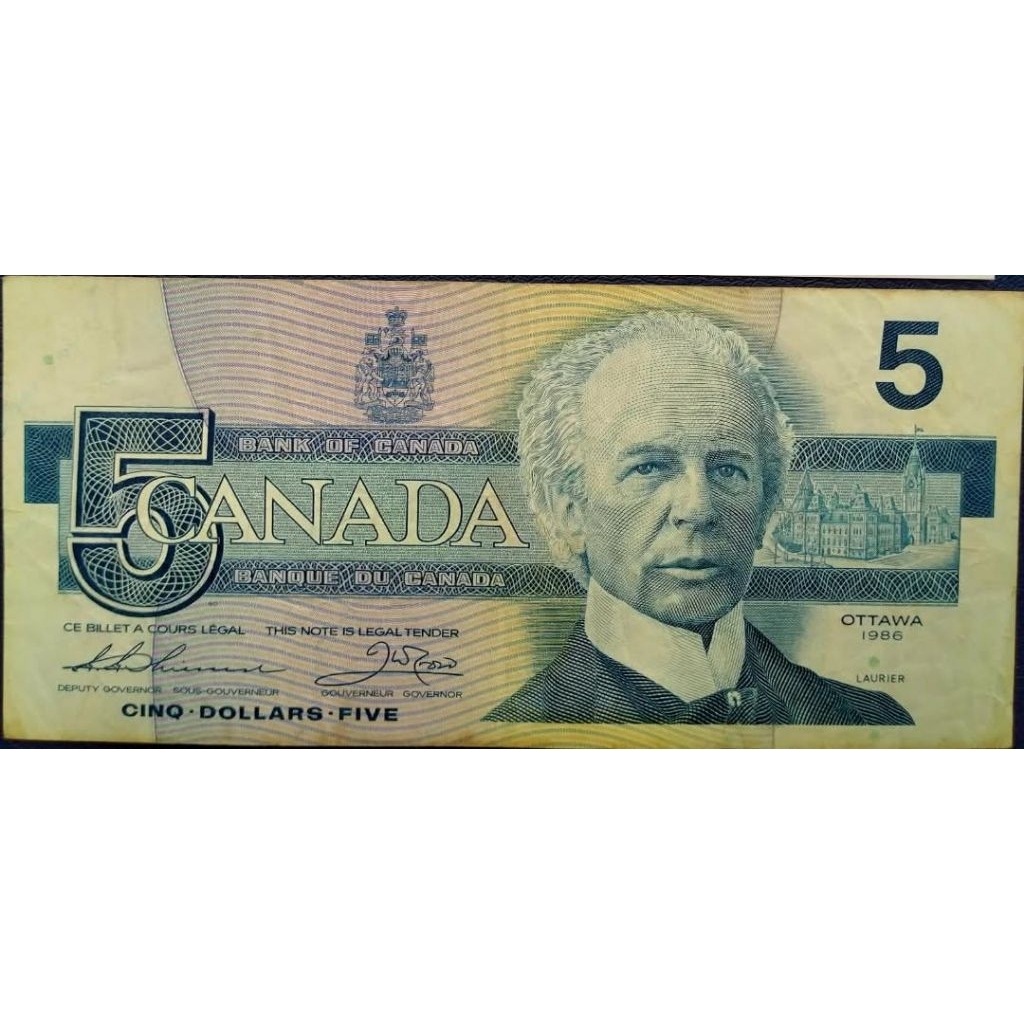 Sưu tầm Canada xưa 5 đô 1986(40 năm) Ottawa, hình ảnh chim bói cá, hiếm