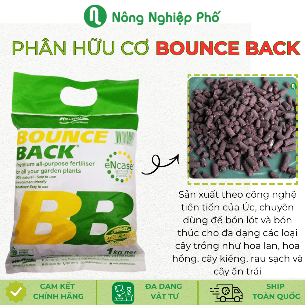 Phân hữu cơ Bounce Back phân tan chậm dạng viên - Gói 1kg - Nông Nghiệp Phố