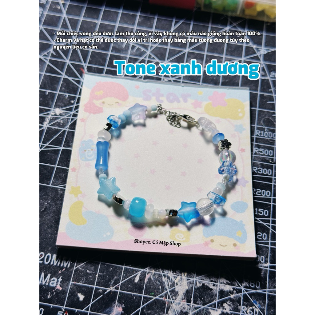 Vòng tay hạt cườm handmade nhiều tone màu | Vòng charm pastel Y2K dễ thương | Phụ kiện phối outfit