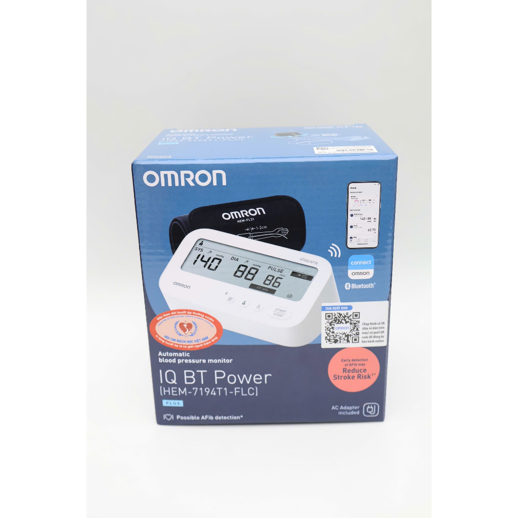 Máy đo huyết áp Omron HEM-7194T1-IQ BT Power (thay thế HEM-7156T) (có adaptor)