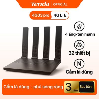 Bộ Phát WiFi 4G Tenda 4G03 Pro 300Mbps - Cắm SIM Dùng Ngay, Sạc Pin Dự Phòng, Phủ Sóng Khỏe, Dùng Cho Xe Hơi & Mất Điện