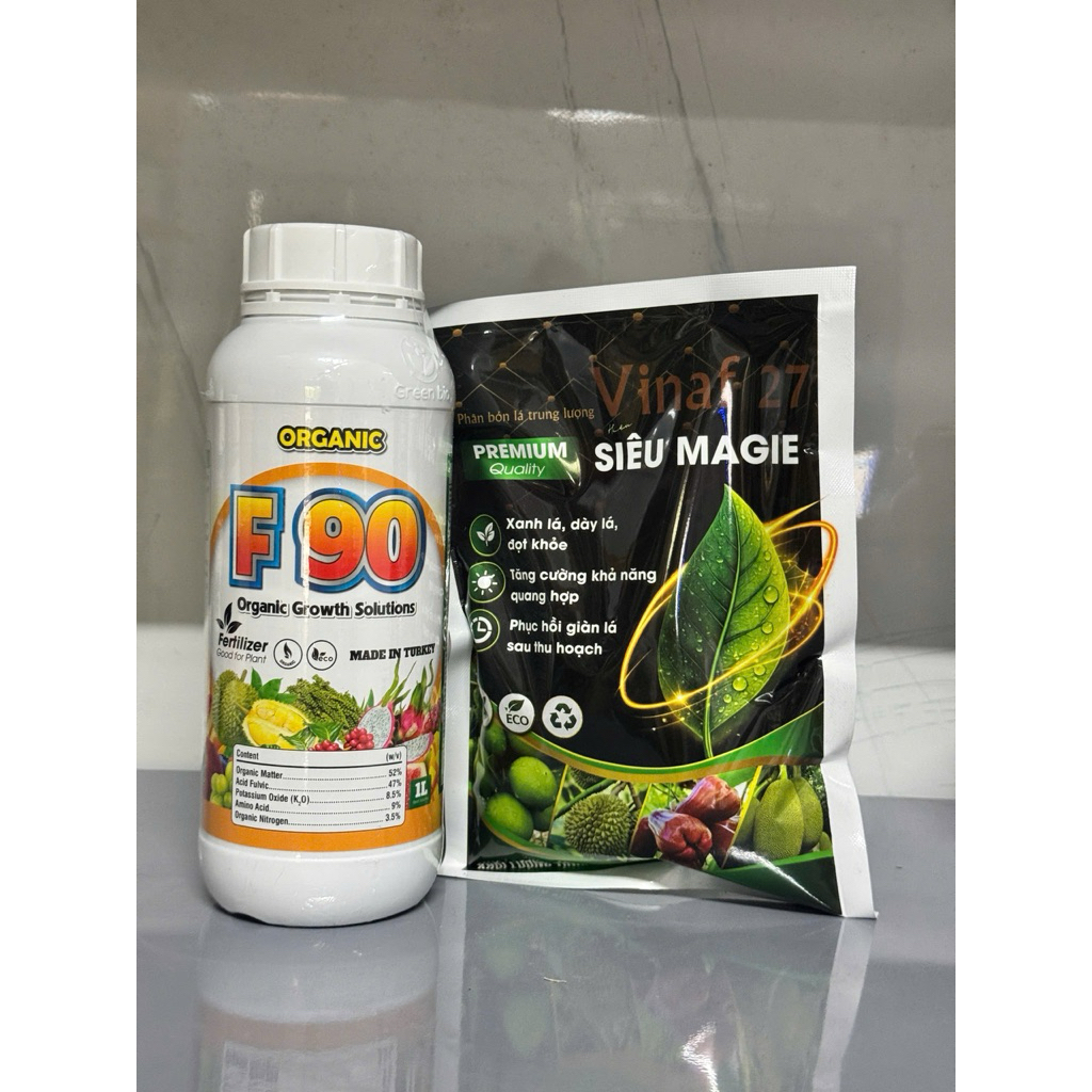 F90 chai 1 lít. Phân bón F90 organic tặng 1 gói siêu magiê kẽm 500g. kích rễ mạnh, mập đọt, xanh cây