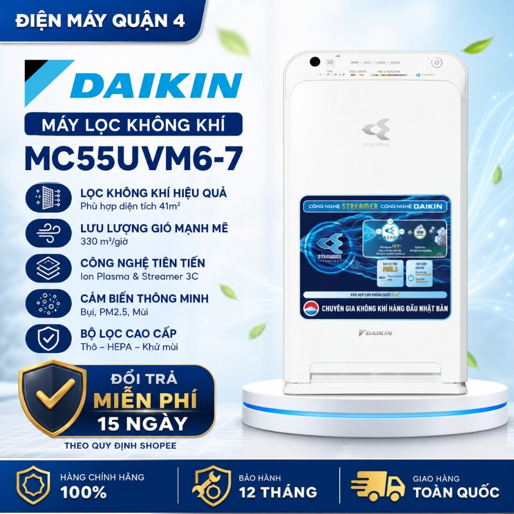 Máy Lọc Không Khí Daikin 41m2 MC55UVM6-7 / MC40UVM6-7 30m2 Ion Plasma
