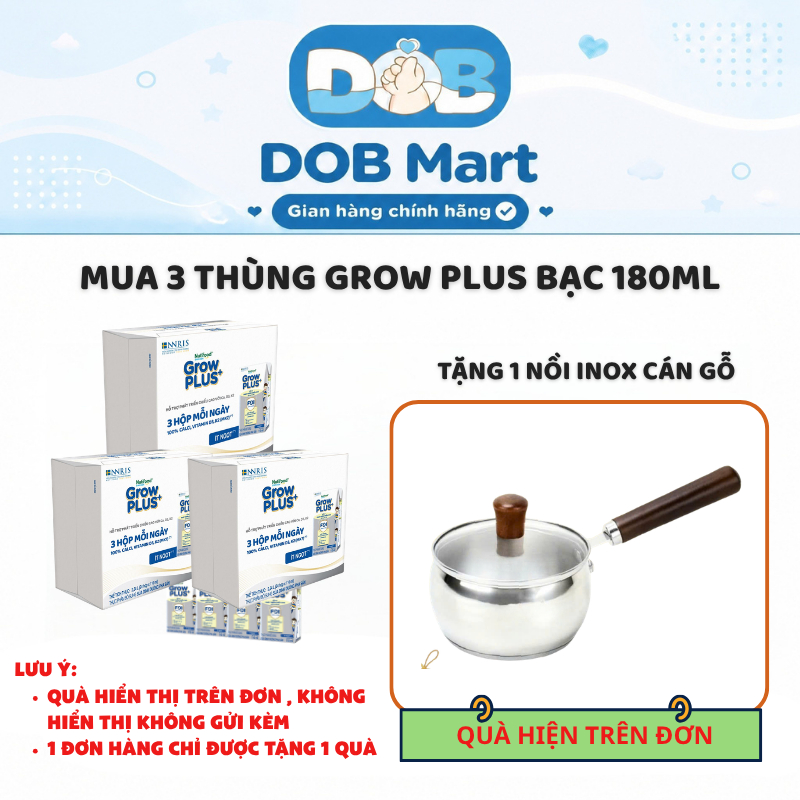 [Combo 3 thùng BẠC 180ML]Thùng 24 hộp Sữa Bột Pha Sẵn Nutifood Sweden Grow plus+ Cao lớn vượt trội D