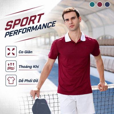 Áo Polo Nam LV26S04M232, Áo Polo Nam Chơi Thể Thao Co Giãn Thoải Mái Vận Động