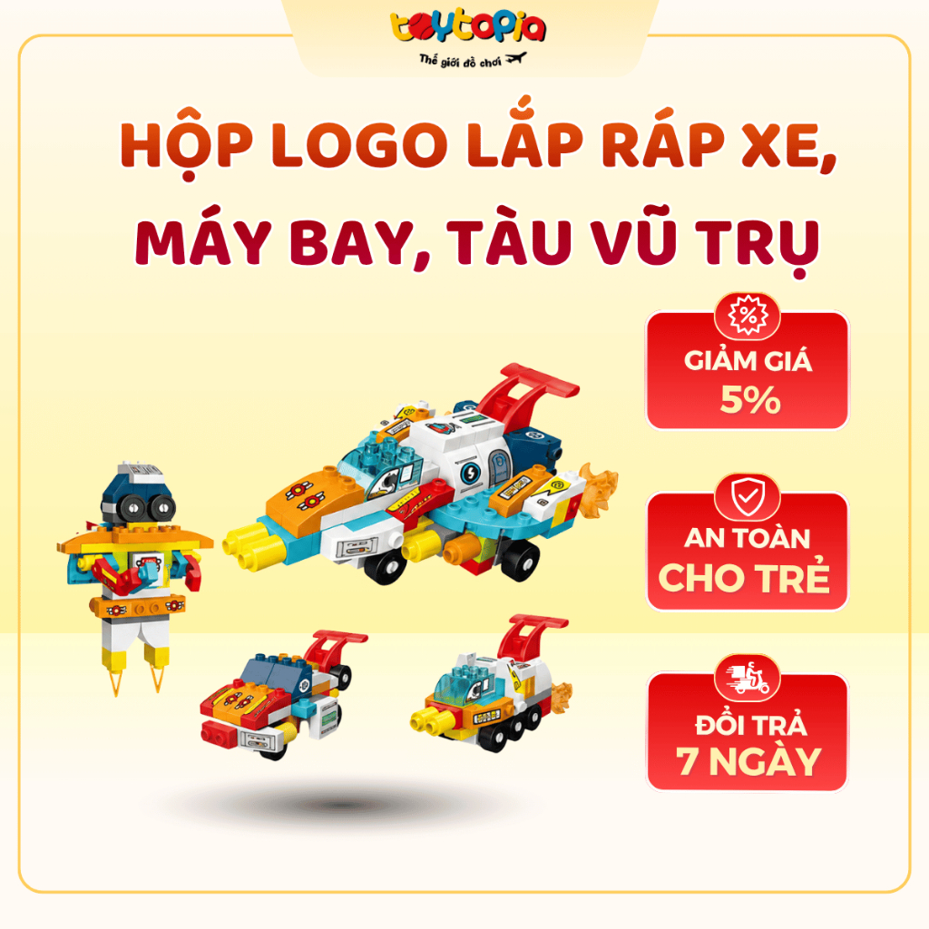Đồ Chơi Lắp Ráp Xe, Máy Bay, Tàu Vũ Trụ 79 Miếng Phát Triển Tư Duy Cho Bé