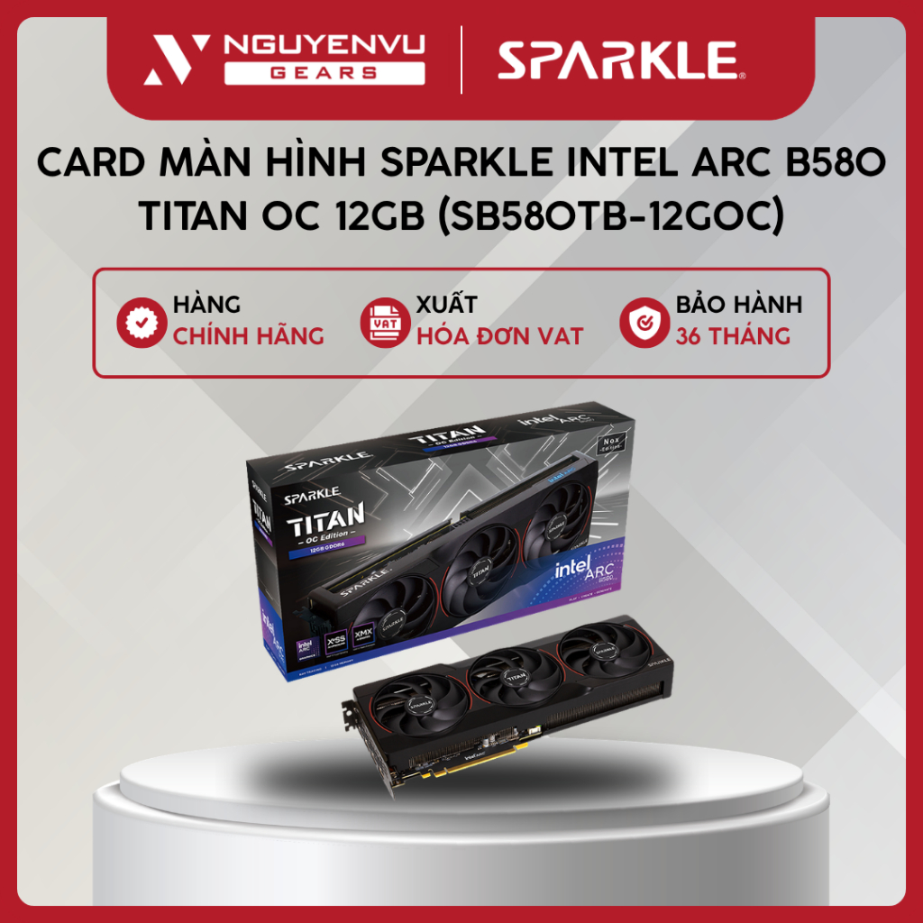 [Full VAT] Card màn hình SPARKLE Intel Arc B580 TITAN Nox OC 12GB (SB580TB-12GOC) - BH 36 THÁNG