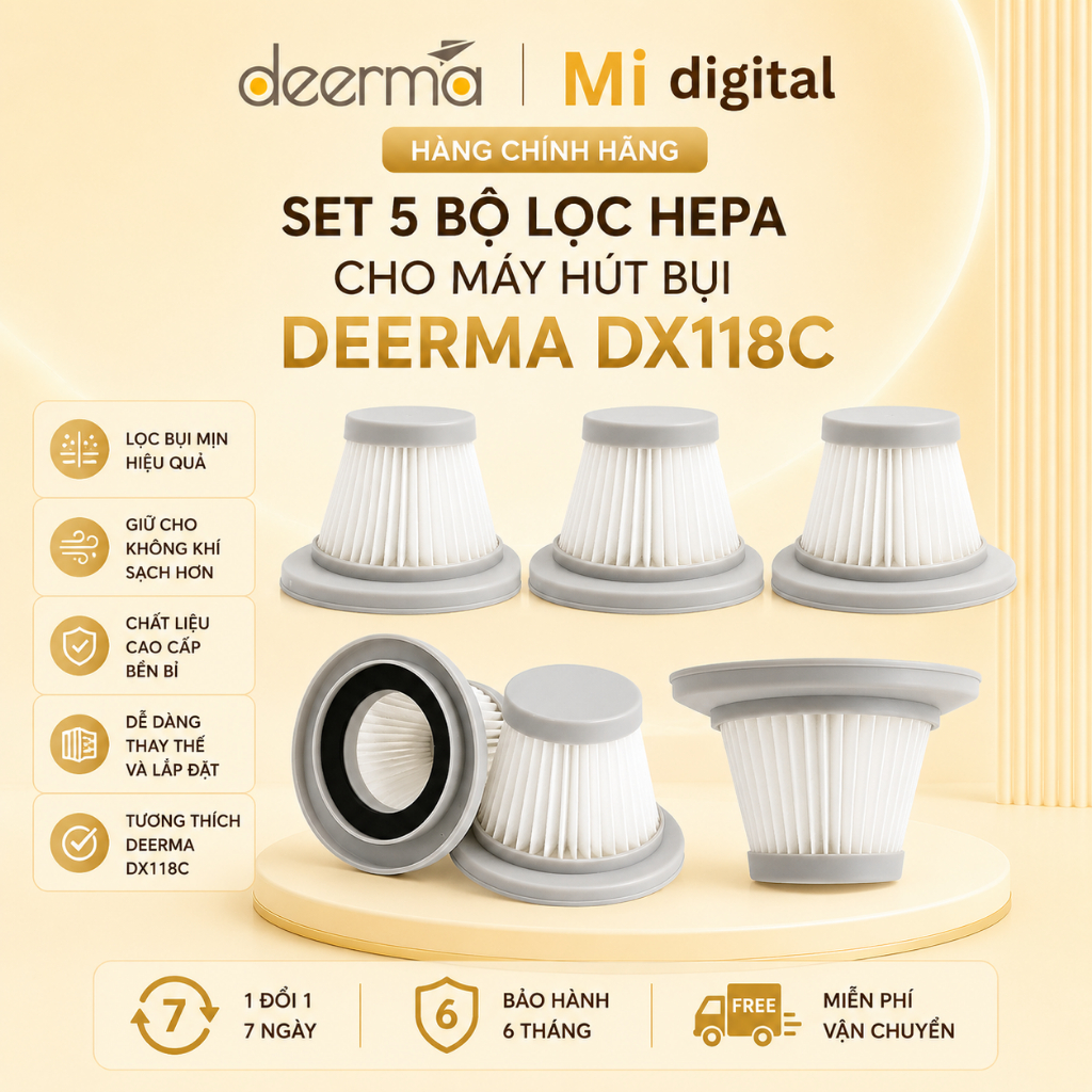 Set 8 bộ lọc cho máy hút bụi Deerma DX118C/DX128C