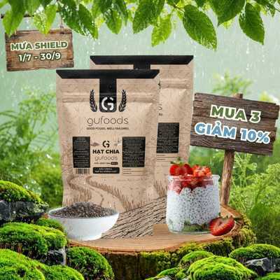 Combo 2 Hạt chia GUfoods - Giàu chất xơ và Omega-3, Tốt cho hệ tiêu hoá (mỗi túi zip 100g/600g)