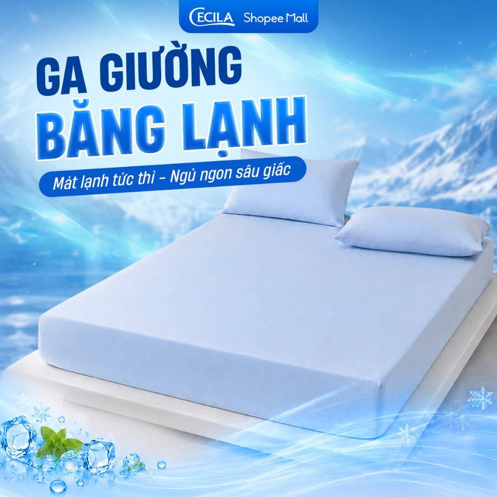 Ga giường băng lạnh CECILA vải mềm mịn siêu mát lạnh nhẹ như lụa - lạnh cấp độ 4 đủ size m4 m6 m8