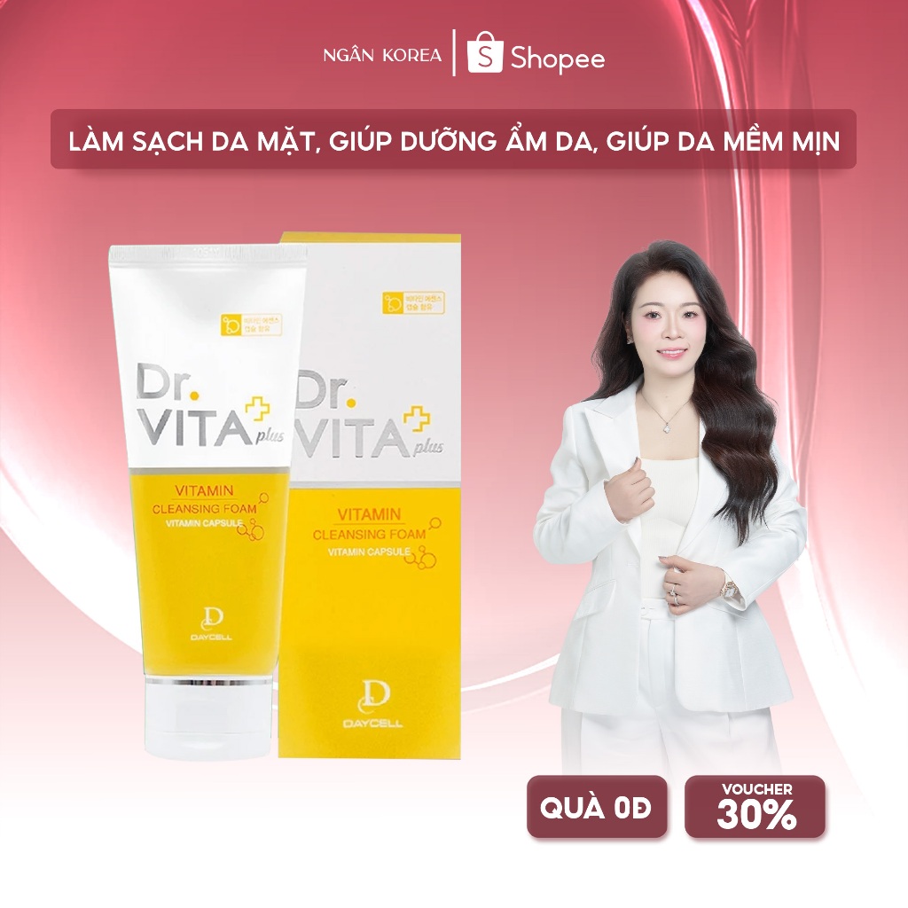 Sữa Rửa Mặt Trắng Da Dr.Vita Vitamin Daycell Hàn Quốc Ngân Korea 100ml