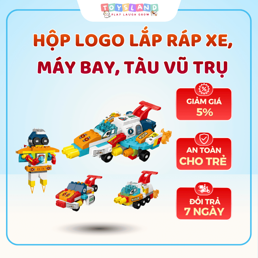 Đồ Chơi Lắp Ráp Xe, Máy Bay, Tàu Vũ Trụ 79 Miếng Phát Triển Tư Duy Cho Bé