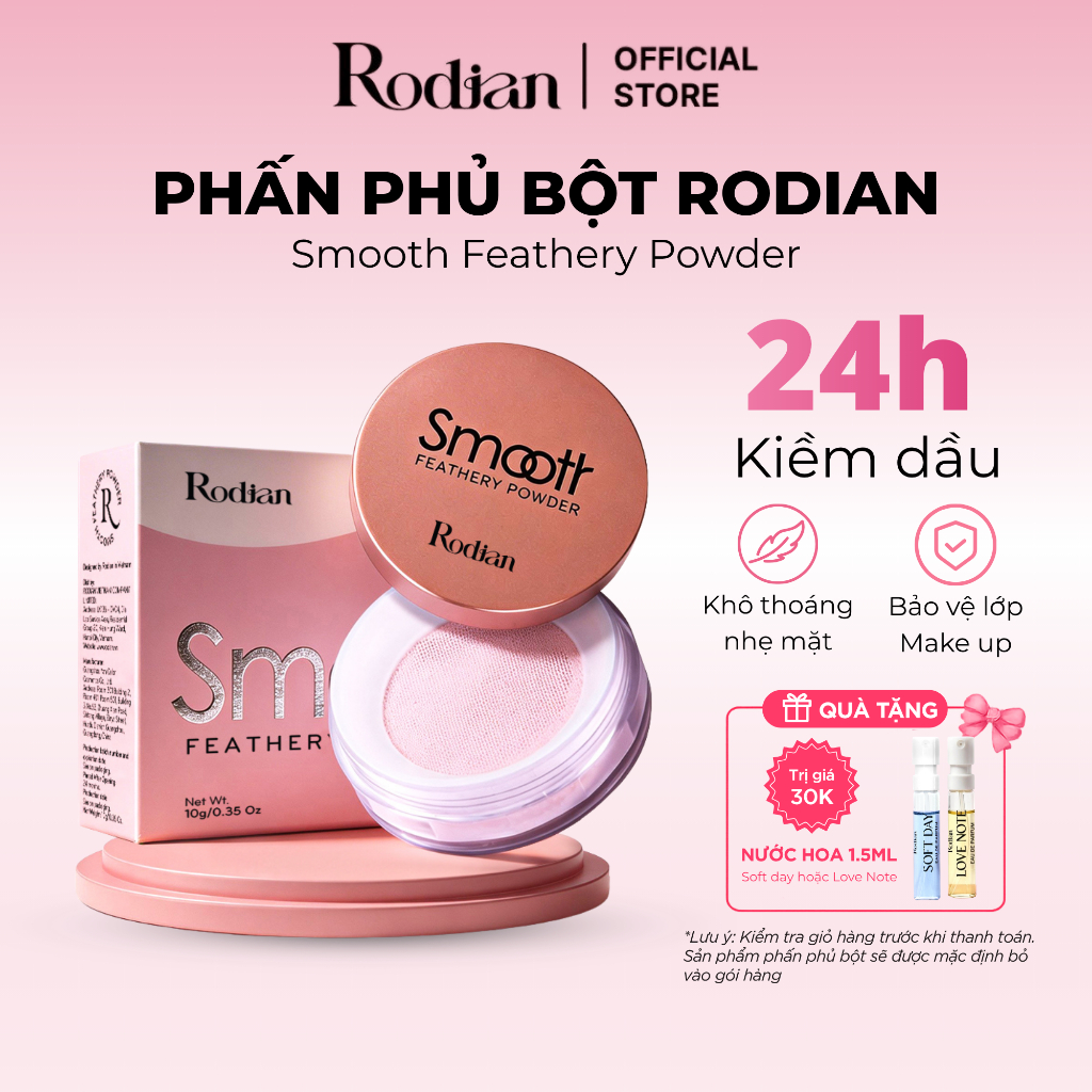 Phấn Phủ Kiềm Dầu Rodian Smooth Feathery Powder Chống Nước Và Che Phủ Bóng Dầu Cho Mặt 10g