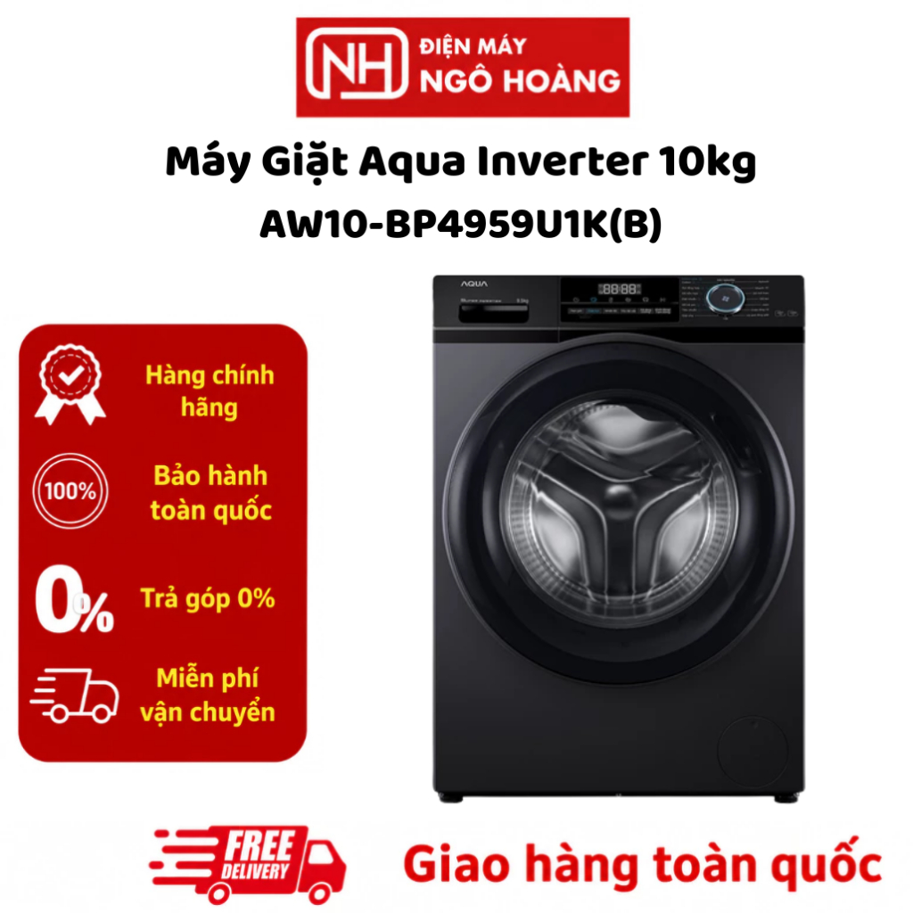 AW10-BP4959U1K(B) - Máy Giặt Aqua Inverter 10 Kg AW10-BP4959U1K(B) Cửa Trước Chính Hãng