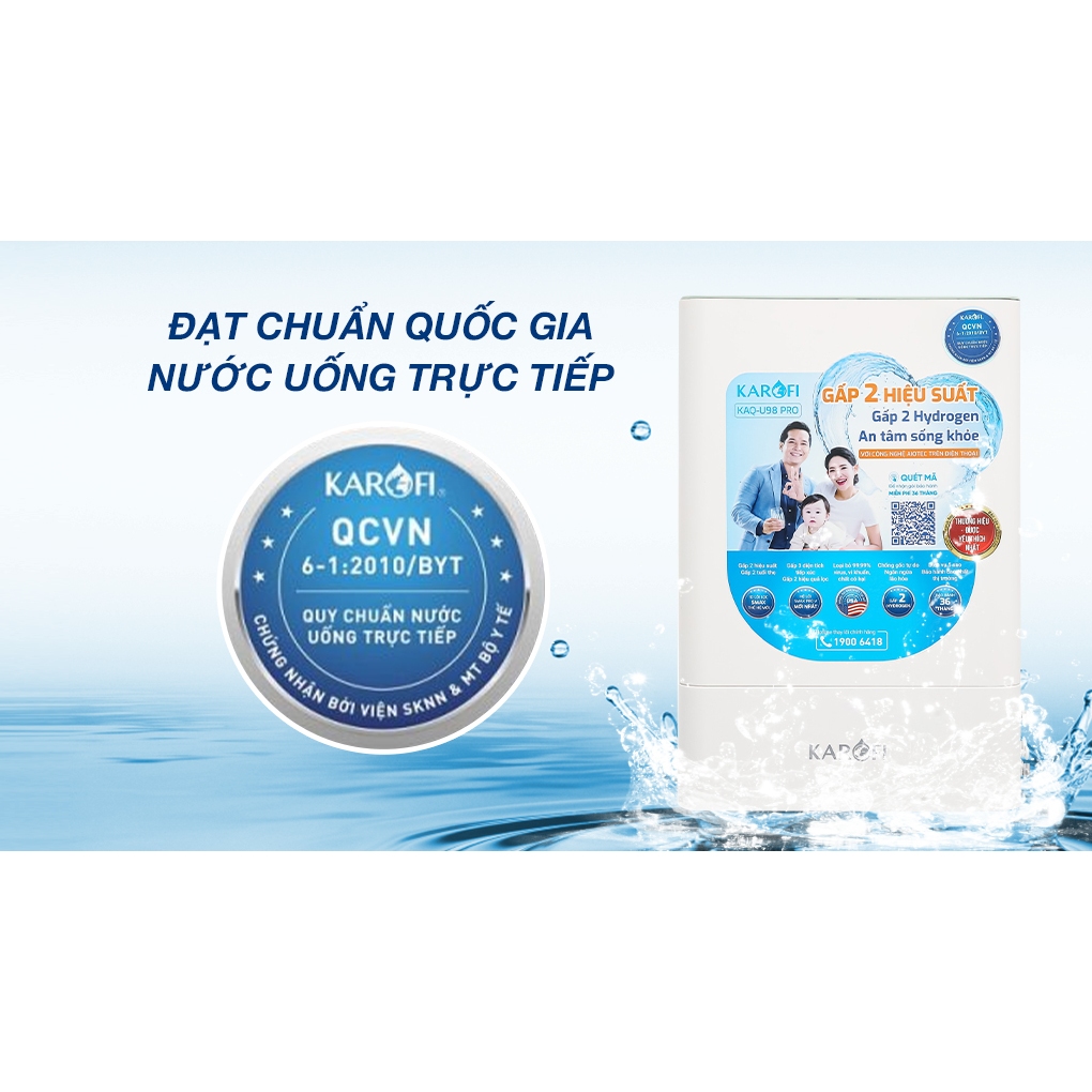 Máy lọc nước RO Hydrogen Karofi KAQ-U98 Pro 10 lõi