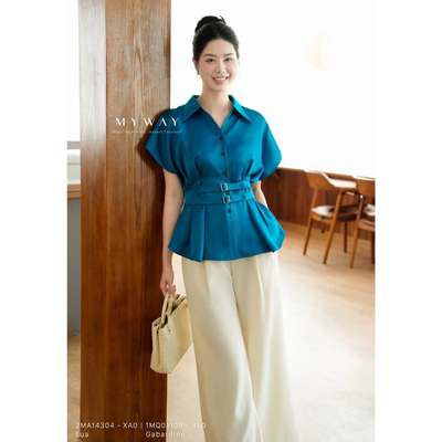 Áo Sơ Mi Nữ Công Sở MY WAY Tay Chờm Cách Điệu Phối Vai Cao Cấp 2MA14304