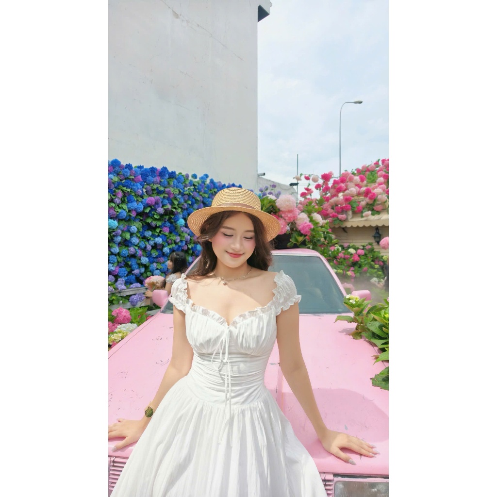 D1 Đầm Trắng Dài Vintage Hàn Quốc - Váy Nữ Dịu Dàng, Thanh Lịch, Dễ Phối Đồ | ENNA STORE