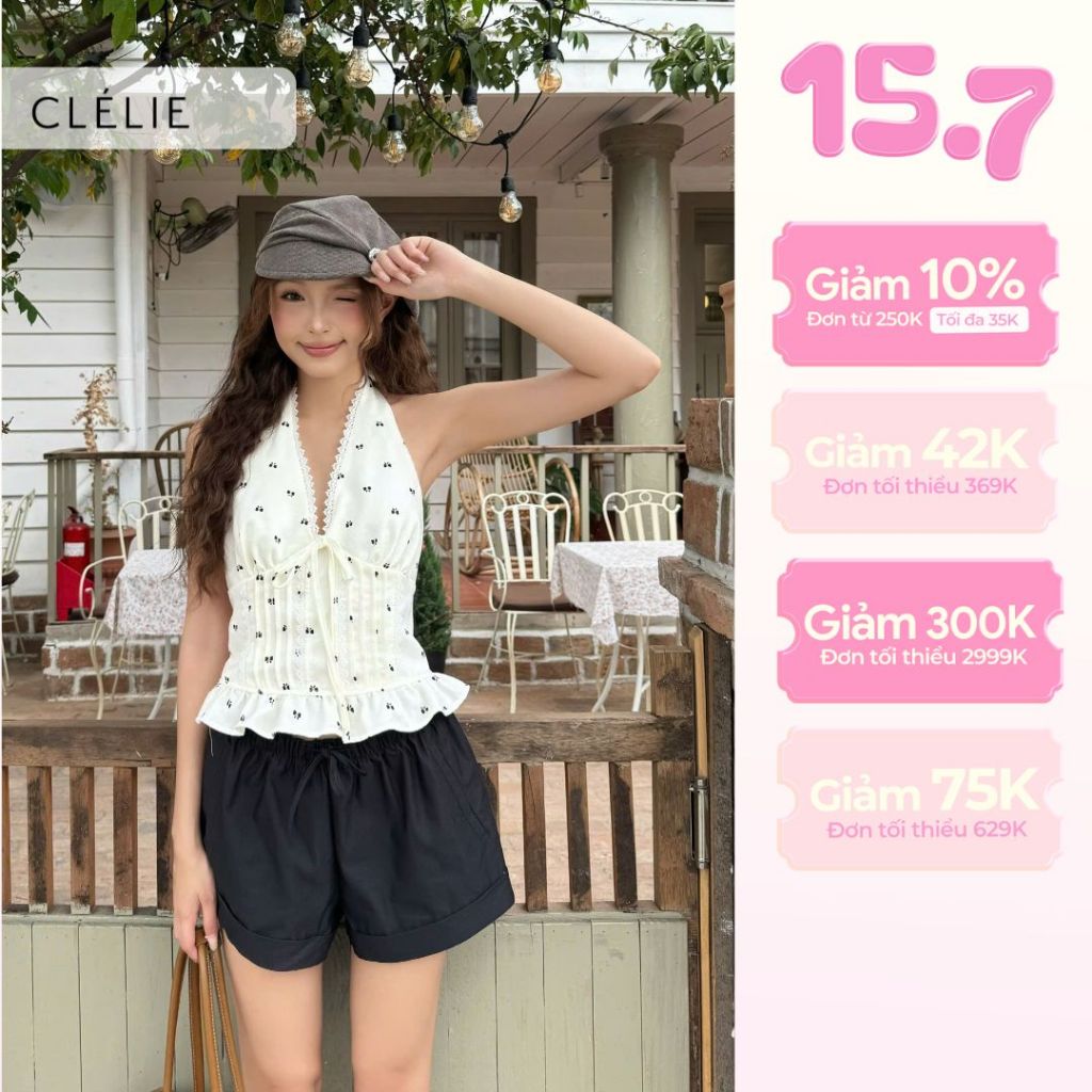 CLÉLIE Áo cổ yếm Aimee Top