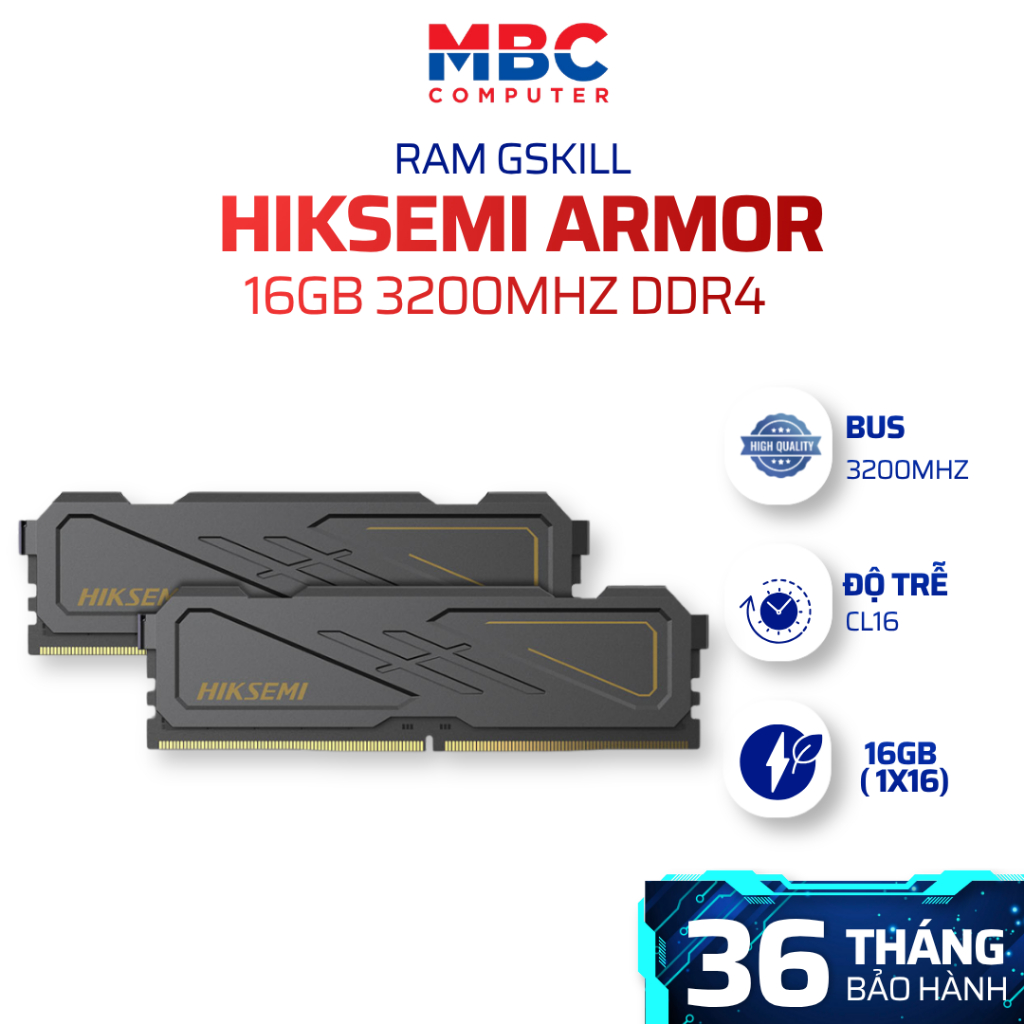 RAM Desktop HIKSEMI ARMOR 16GB DDR4 3200MHz UDIMM Tản Nhiệt Nhôm Hỗ Trợ Intel XMP Chính Hãng