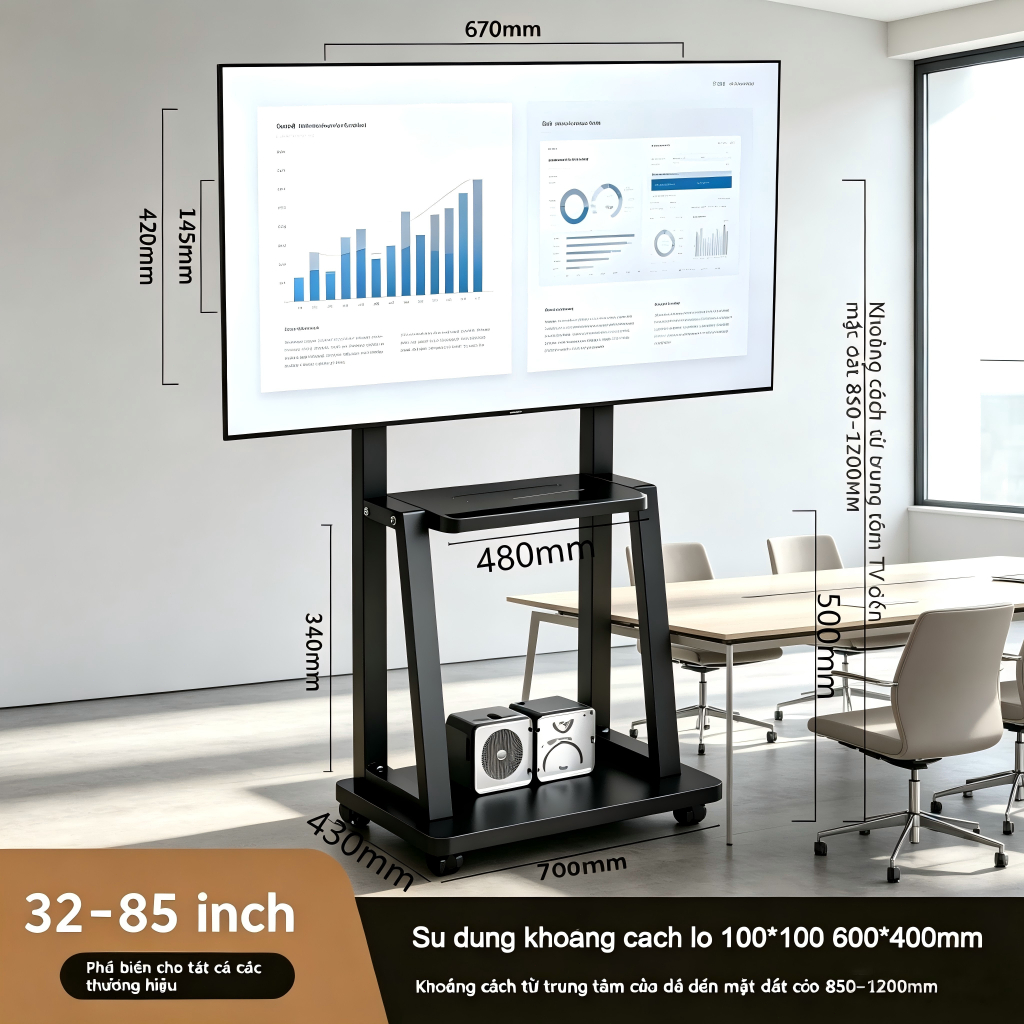 Giá treo tivi di động  32-85 inch khoảng phiên bản nâng cấp đứng sàn di động bánh xe đa hướng điều c