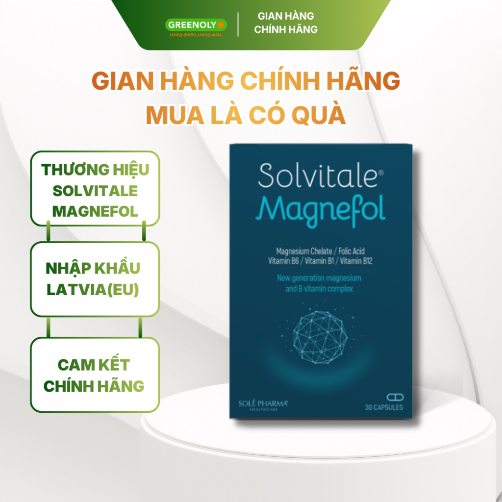 Viên Uống Magie Hữu Cơ Solvitale Magnefol Hỗ Trợ Thần Kinh, Giấc Ngủ, Cơ Bắp Hộp 30 Viên