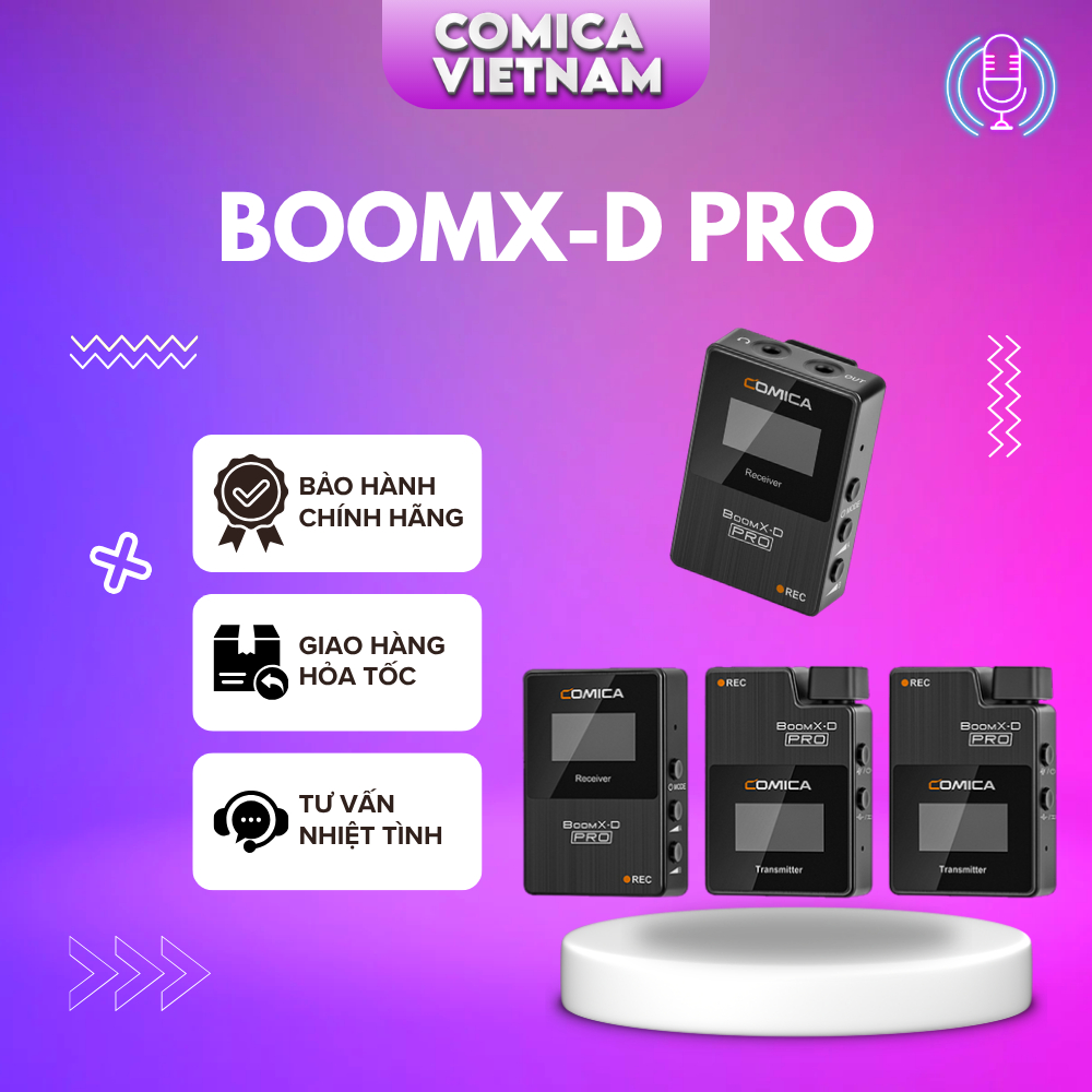 COMICA BOOMX-D D1 PRO / D2 PRO - Mic Thu Âm Không Dây Cho Điện Thoại & Máy Ảnh - Bảo Hành 12 Tháng