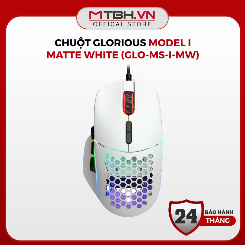 Chuột Gaming Glorious Model I Matte White - Chuột Máy Tính Công Thái Học Siêu Nhẹ 69g, Đa Nút Mô-Đun