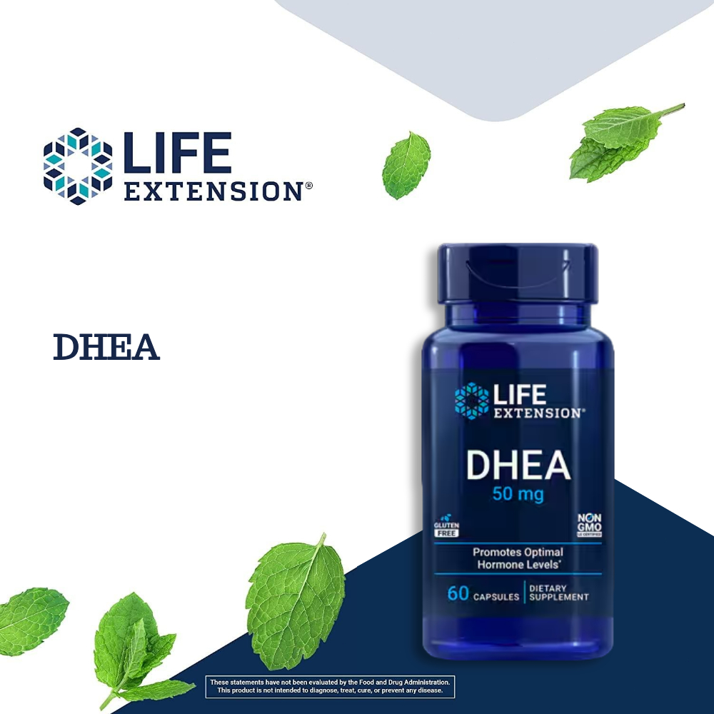 Life Extension DHEA 50mg 60 Viên, Non-GMO, Không Gluten