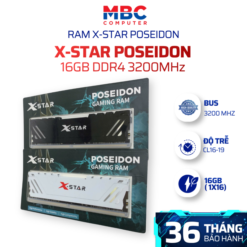 Ram PC DDR4 XSTAR 16GB bus 3200 tản nhiệt bảo hành chính hãng 36 tháng.