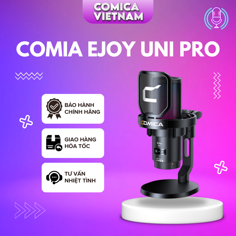 COMICA EJOY UNI PRO - Mic Thu Âm Không Dây, Đổi Màu RGB - HÀNG CHÍNH HÃNG
