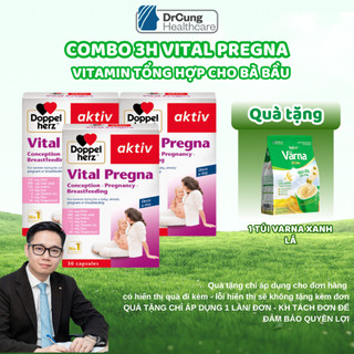 [COMBO 3] Vital Pregna - Vitamin Tổng Hợp Cho Bà Bầu, DHA Bầu, Acid Folic, Sắt, Doppelherz (30v)