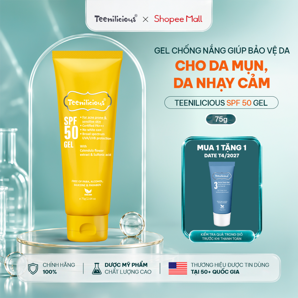 [TEENILICIOUS] Kem Chống Nắng Cho Da Dầu Mụn Teenilicious SPF 50 Gel Mỏng Nhẹ 75g - Hùng Lợi | BigBuy360 - bigbuy360.vn