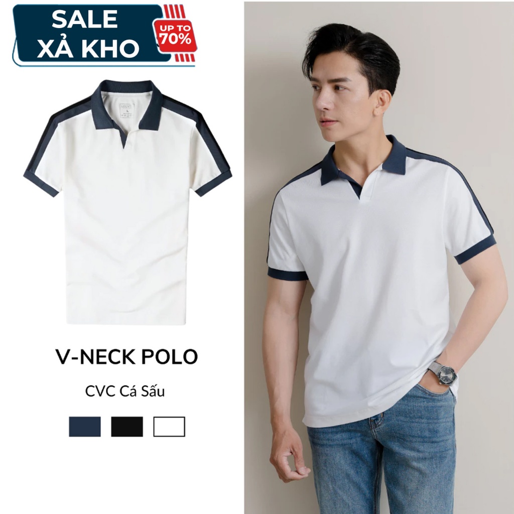 [SALE XẢ KHO] Áo Polo nam V-NECK LEEVUS phối bo, vải CVC cá sấu, form regular APL318
