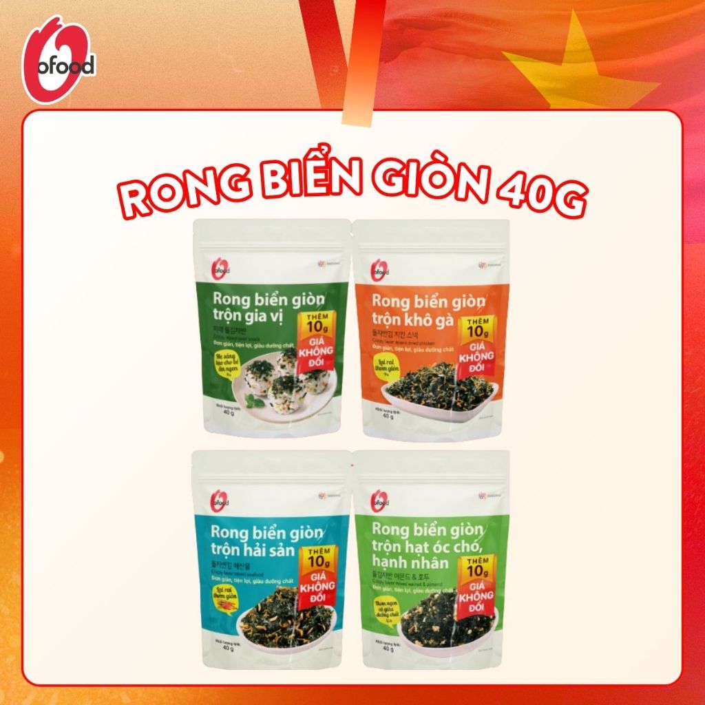 [O’Food] Combo 4 rong biển giòn trộn 4 vị – Ăn liền, trộn cơm, ăn kèm