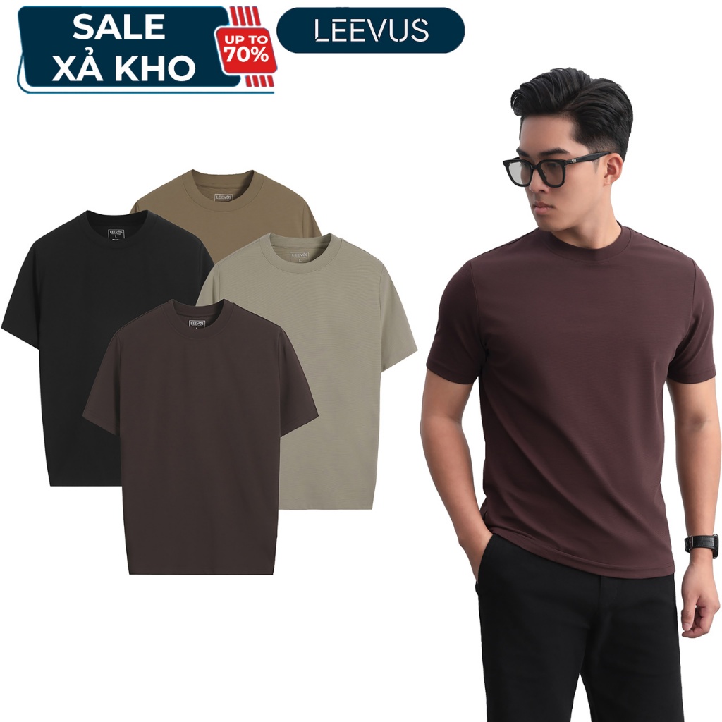 [SALE XẢ KHO] Áo thun nam Ribbed T-shirt thun co giãn thấm hút tốt sang trọng chỉn chu LEEVUS AT29