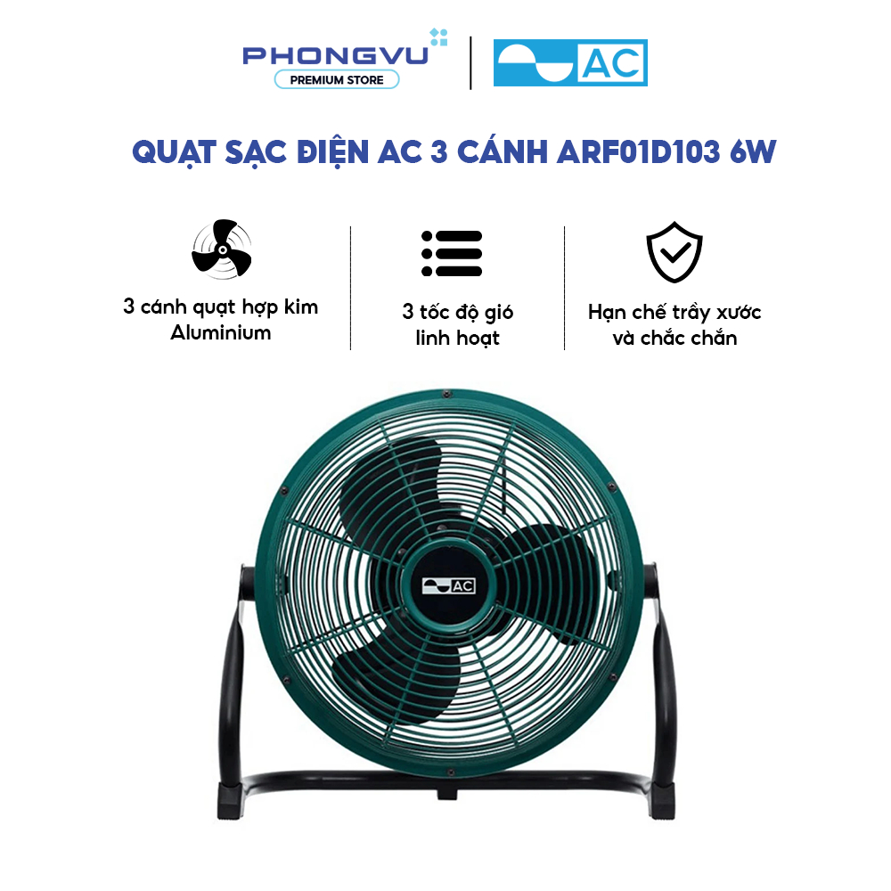 Quạt sạc điện AC 3 cánh ARF01D103 6W - Bảo hành 12 tháng