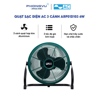 Quạt sạc điện AC 3 cánh ARF01D103 6W - Bảo hành 12 tháng