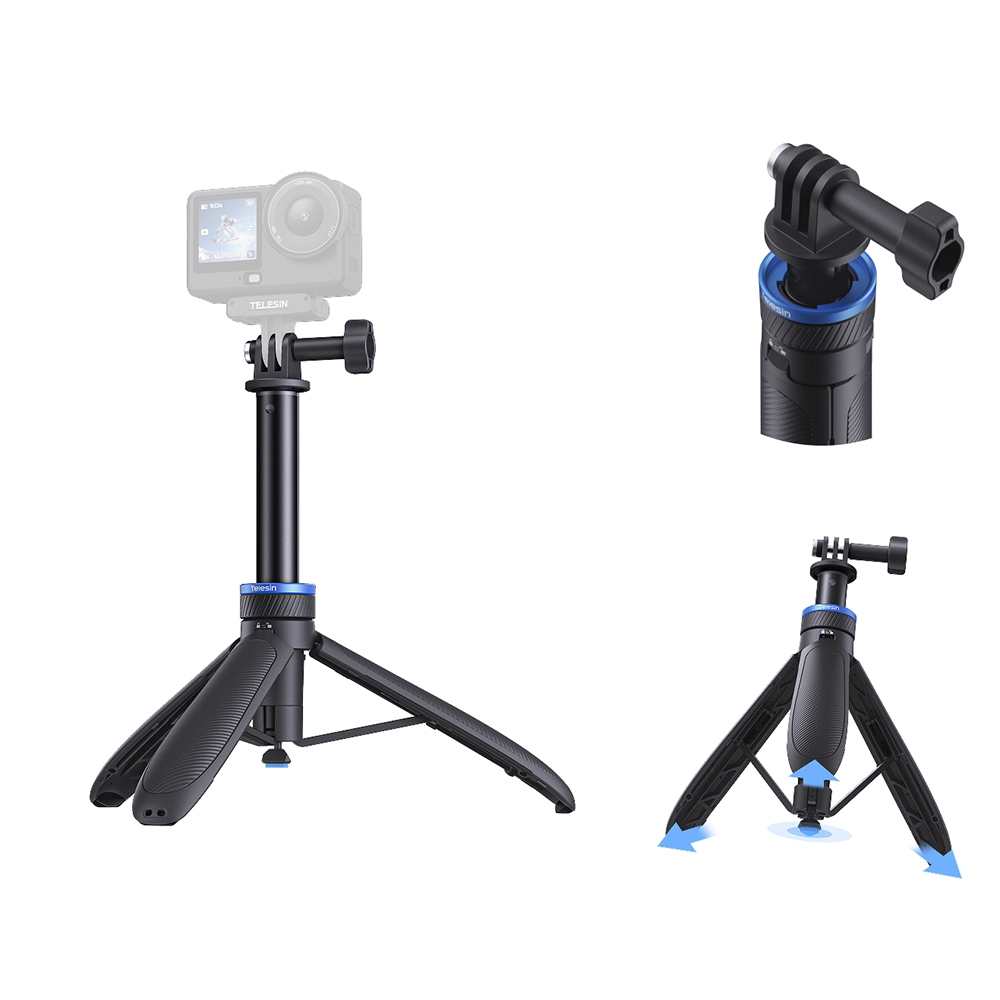 TAY CẦM ĐA NĂNG ACTION CAM TỰ BUNG CHÂN TELESIN - TRIPOD MINI KIÊM TAY CẦM QUAY VIDEO ACTION CAM