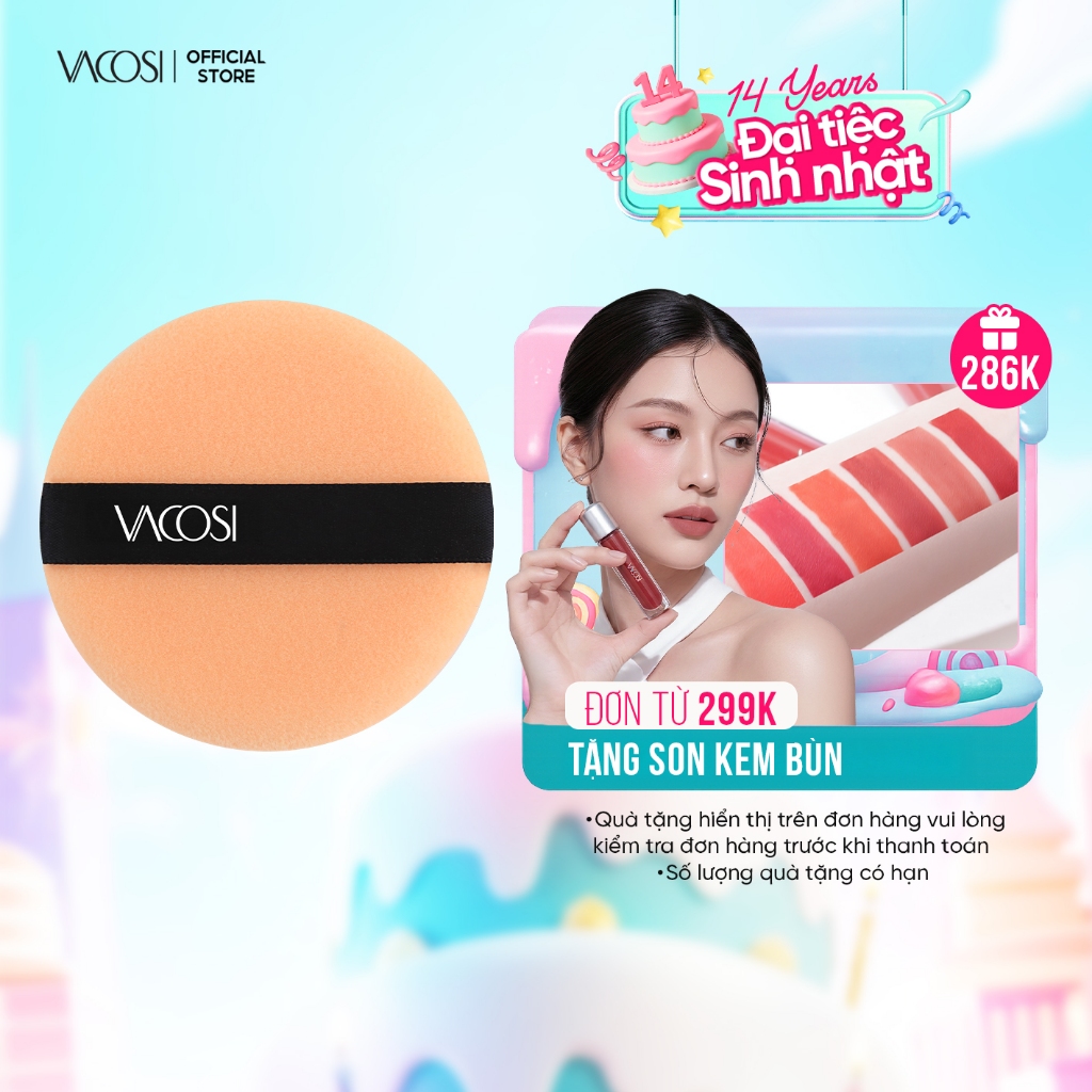 Bông Phấn Khô Tròn Trung VACOSI MEDIUM ROUND PUFF - BP08