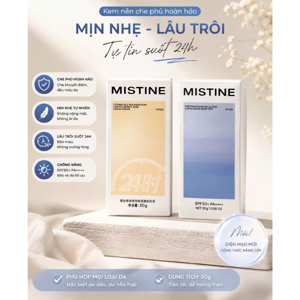 Kem nền chống nắng lâu trôi Mistine Kem nền chống nắng SPF50 + PA + + + + 30g