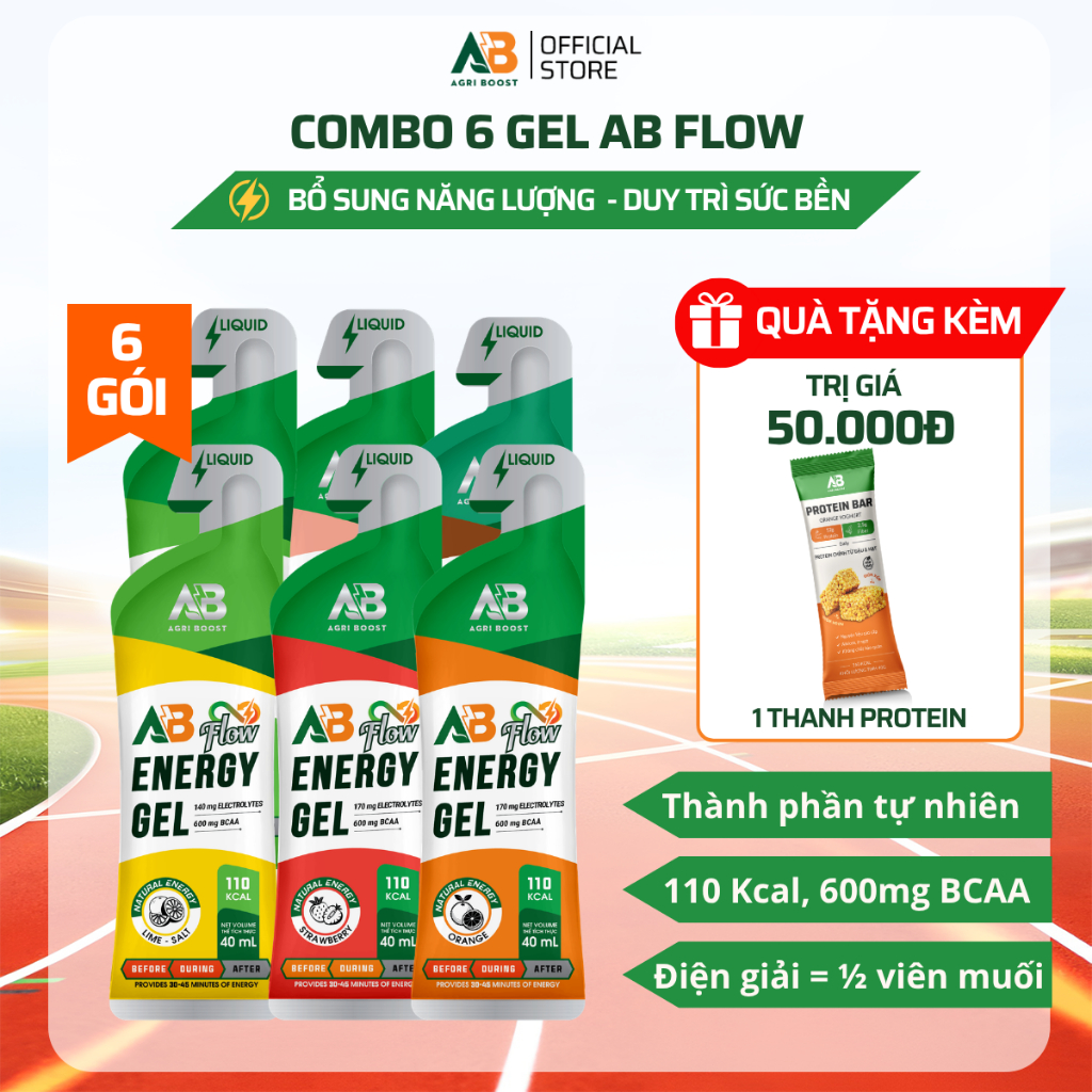 [GEL MỚI] COMBO 6 Gel AB Flow Gel Dạng Lỏng Dễ Hấp Thụ, Duy Trì Nhịp Độ Cho Người Chơi Thể Thao AB N