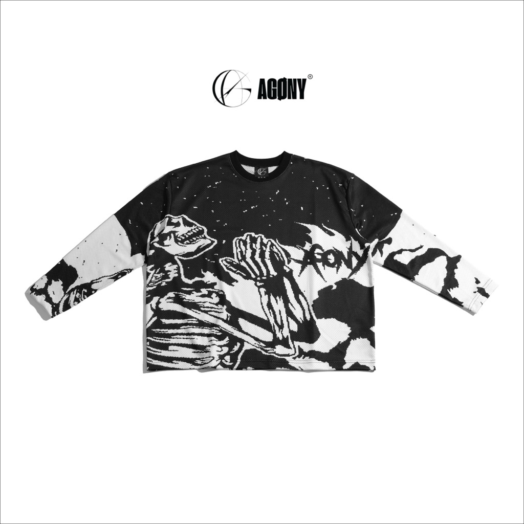Áo Thun Lưới Tay Dài Mesh Agony Skull Eternal Form Boxy Unisex Long Sleeve Tee Nam Nữ - Agony Story