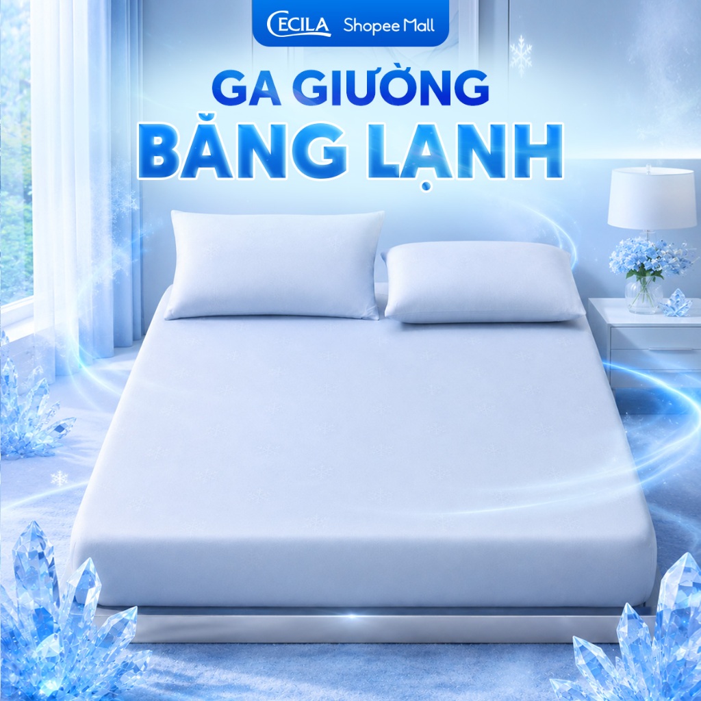 Ga giường siêu mát lạnh CECILA Gối Nệm Y Tế - Drap bọc nệm băng lạnh mát mẻ mềm mịn đủ size giường m